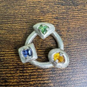 Geometric Silver Birthstone Pendant November September May Organic Rough Bezel